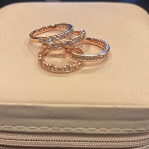 Radiant Rose Gold Women's Ring Trio